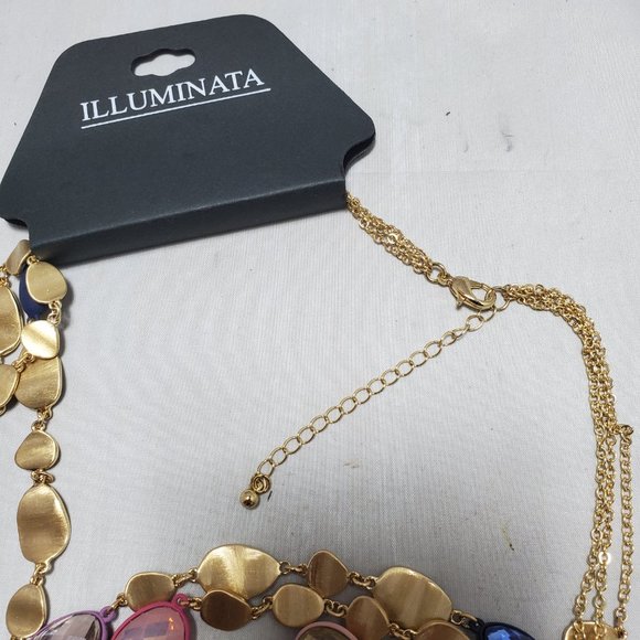 ILLUMINATA 3 strand multi color stone with Lunaria flower gold petals - Picture 5 of 7